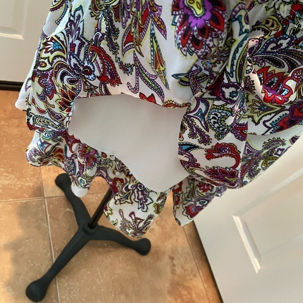 Banana republic Boho multicolor ruffle dress with tassels size large - Picture 8 of 11